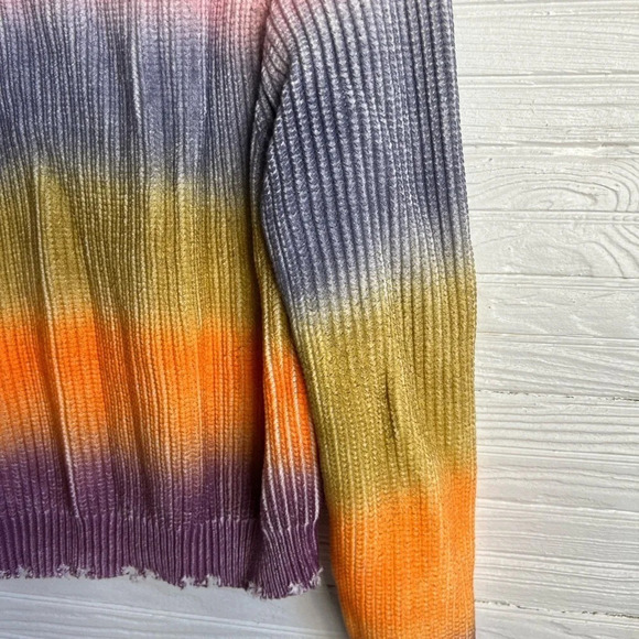 The Indigo Child Distressed Rainbow Sprayed V Neck Sweater Colorful Sz M - Picture 8 of 14